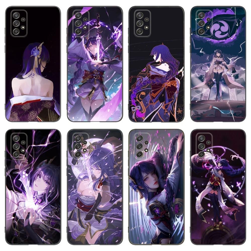 G-Genshin Impact Raiden Shogun Phone Case For Samsung Galaxy A13,A21s,A22,A31,A32,A52,A53,A71,A80,A91 Soft Black Phone Cover