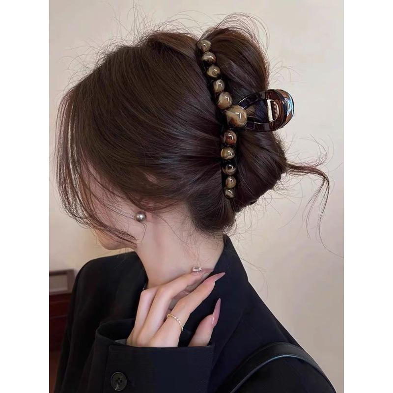 Light Luxury  High-end Sense of Flower  Pearl  Rhinestone  Clip  Female Back Head  Hair Clip  Large Hairpin  Headdress  Hairpin