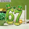 2D Flat Acrylic "67" St. Patrick Decoration, Indoor and Outdoor Decoration - No Battery/electricity Required, Shop Decoration, Durable Outdoor De