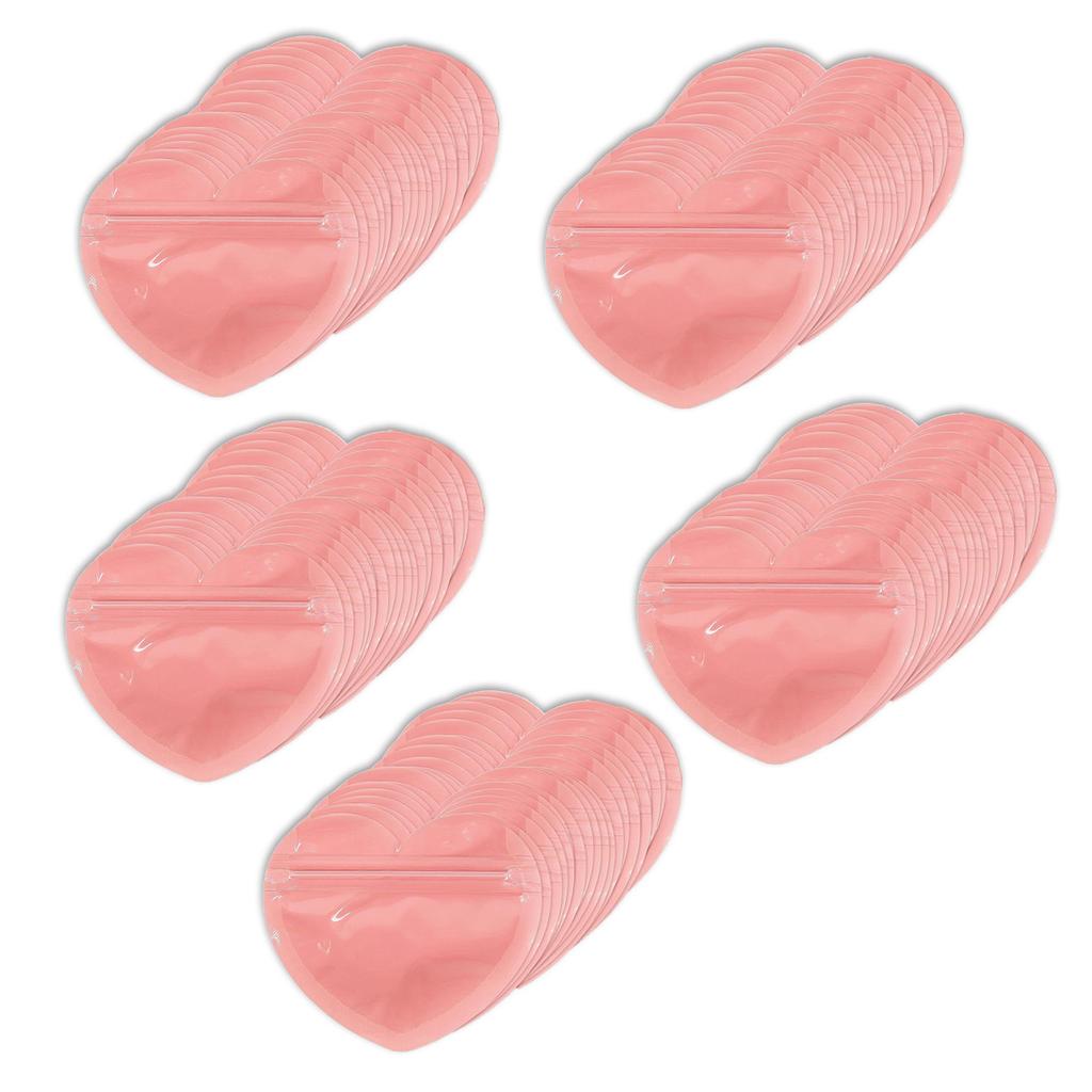 100pcs Transparent Plastic Jewelry Bag Heart Shaped Zipper Bag Gift Packaging Bags for Jewelry Storage Display Small