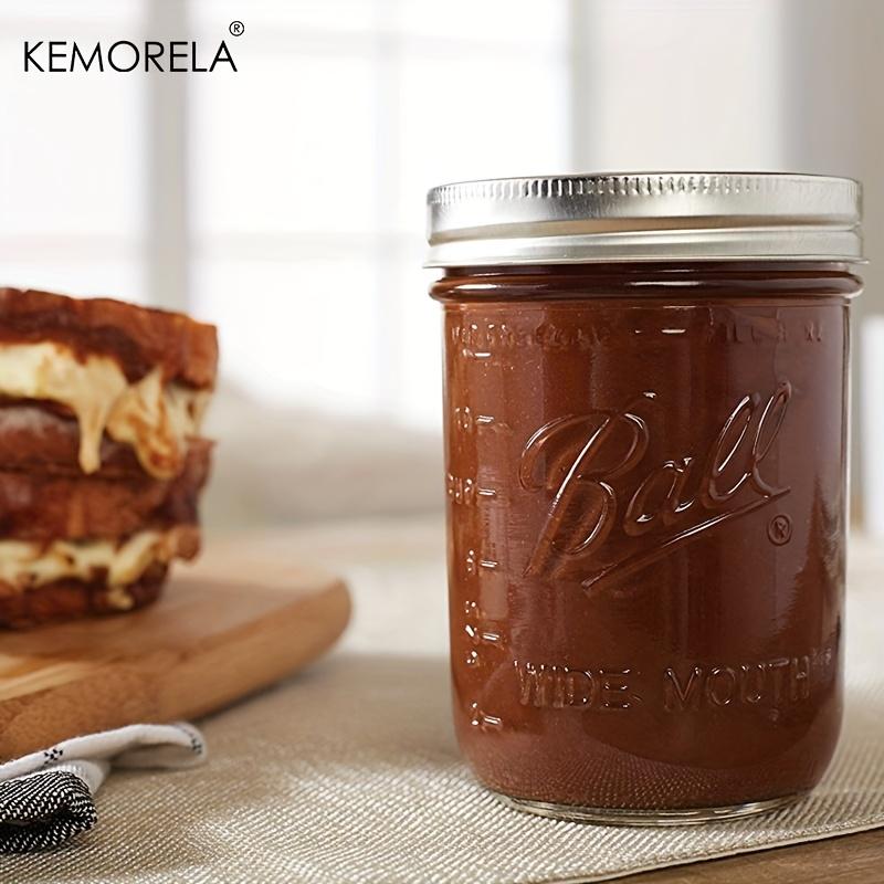 KEMORELA 2/4PCS Wide Mouth Glass Mason Jars with Lids - 470ML for Canning Pickling Juice Jam Jelly Reusable Dishwasher Safe