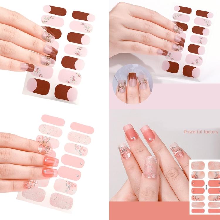 Bronzing Nail Polish Stickers Decals Full Wrap Gels Nail Strips Nail Sticker
