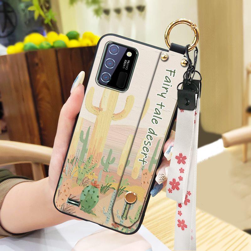 Phone Holder Kickstand Phone Case For Oukitel C25 Dirt-resistant Fashion Design Waterproof Wrist Strap Oil Painting Ring