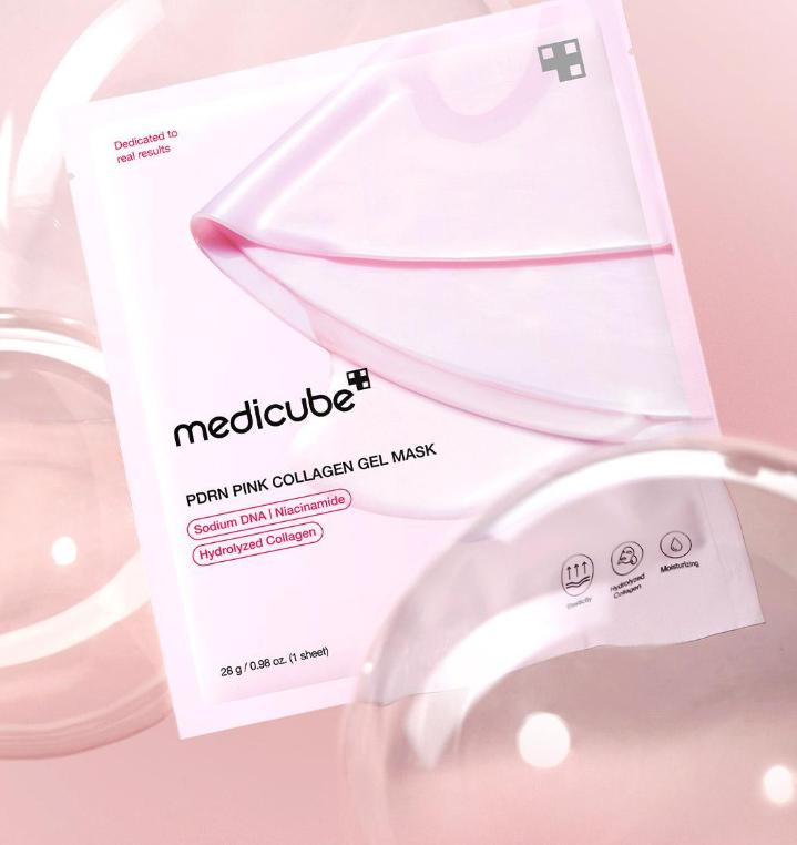 MEDICUBE PDRN Pink Kollagen Gel Maskenpackung 4 Stück - Feuchtigkeitsspendend & Straffend Koreanische Hautpflege