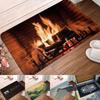 Bonfire Unlock and Other Patterns Non-Slip Small Rug Waterproof Easy Clean Floor Mat for Indoor Outdoor Use Durable Home Decor