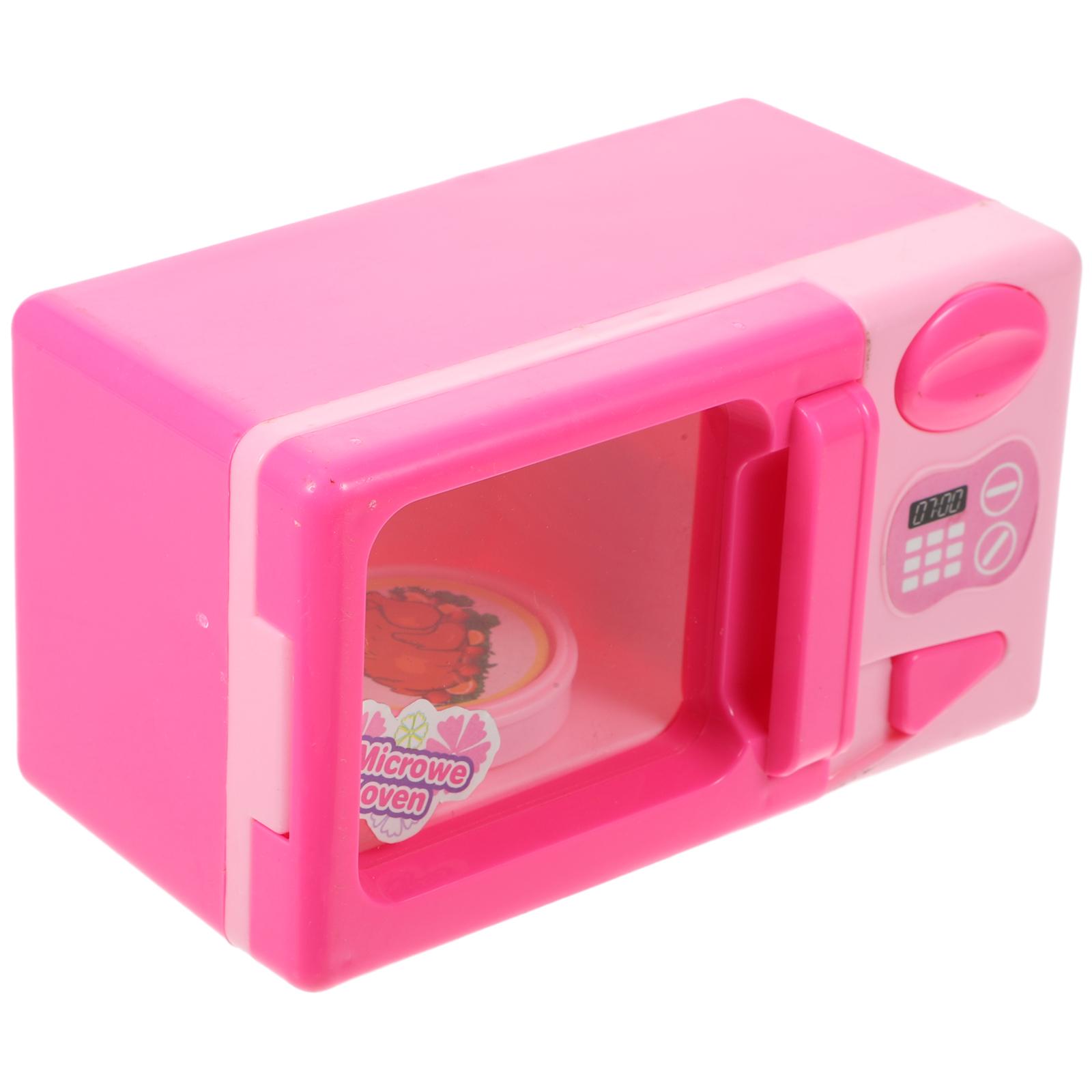 

1pc Kids Microwave Oven Toy Educational Plaything Dollhouse Accessories Miniature Kitchen Decor Pretend Microwave Plastic Model розовый