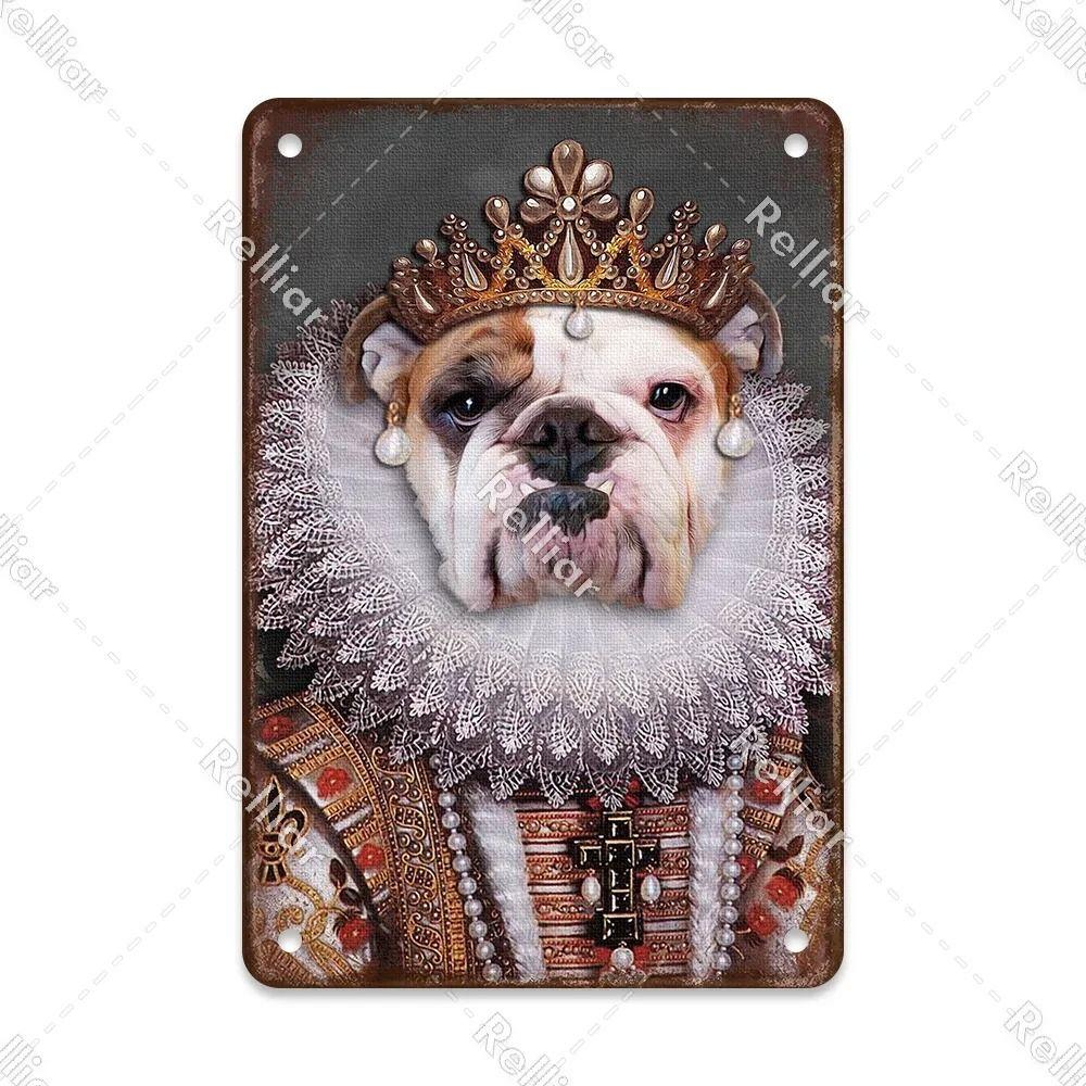 Metal Sign Gentleman Dog Wall Decor, Vintage Tin Plate for Living Room 20x30 cm