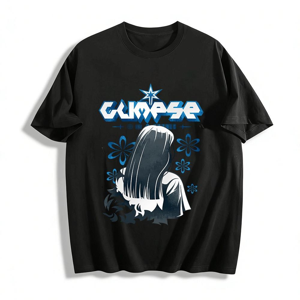

Street Trendy Back View Girl Print Casual Short Sleeve T-Shirt Pure cotton T-shirt XXS