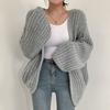 Cárdigan Grueso de Punto para Mujer, Abrigo Suéter con Mangas de Linterna Oversize, Cuello en V, Informal de Invierno, Ajuste Holgado