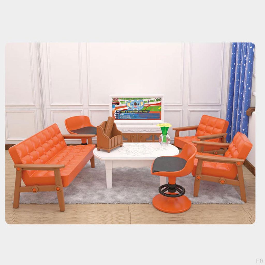 Cute Dollhouse Furniture Set 1/12 Accessories Assemble Miniature Model Parent Child Interaction