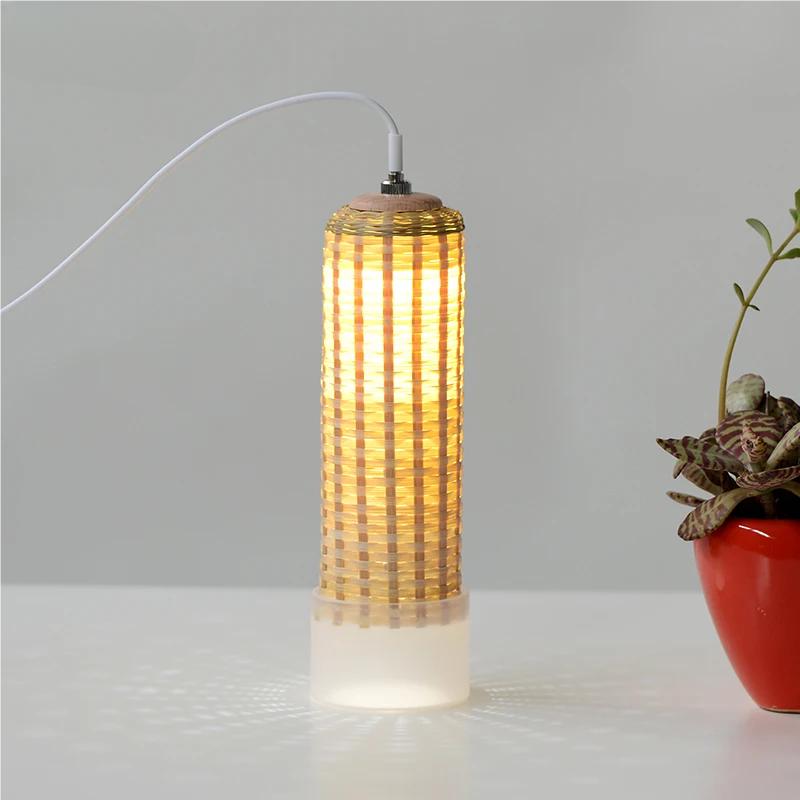 Bamboo Table Desk Lamp LED Chinese Style Retro Bamboo Weaving Table Lamp Handmade Bedside Bedroom Night Light Room Decoration