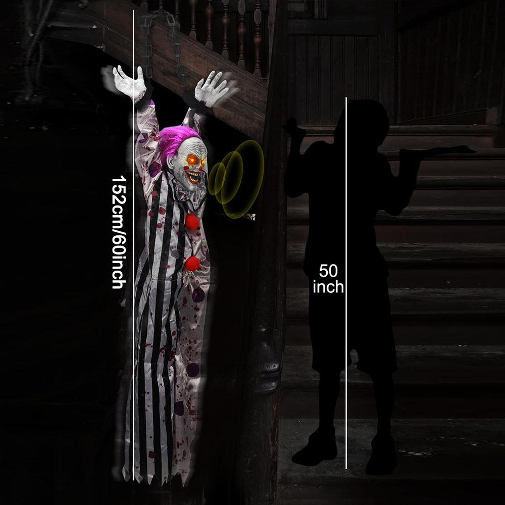 Halloween Decoration Electric Voice Controlled Hanging Ghost Clown Hanging Ghost Haunted House Secret Room Horror Prop