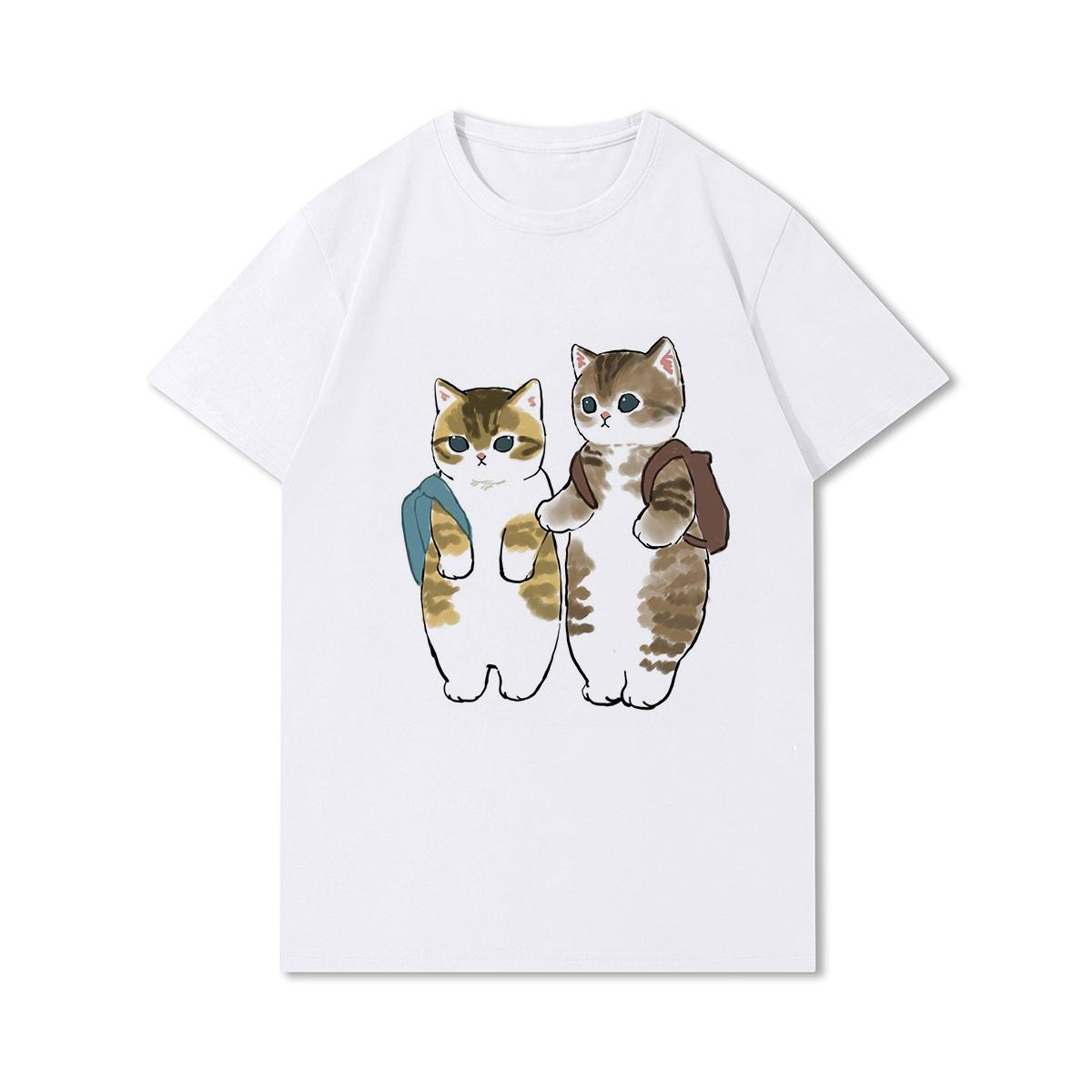 

Большие размеры Kawaii Cat Shark женские футболки с забавным принтом футболка для девочек с животными Y2K модные топы с принтом 90-х годов футболки
