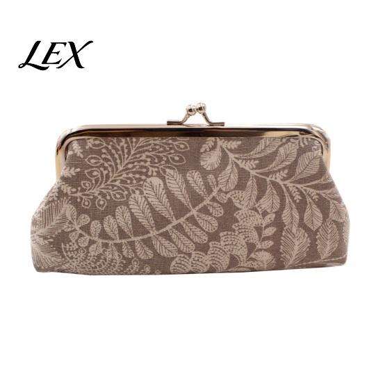 Coin Holder with Leaf Printed Purse, Kiss-lock Closure, Floral Lining Compact Tear-resistant Purse Canvas Wallet, for Coins Cards Jewelry Storage