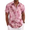 Camicia da uomo con stampa spiaggia mare camicia casual larga da uomo stile resort a maniche corte