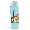 1PC Cute Black Cat Portrait 750ml Color Plastic Sports Water Bottle Leakproof Flip Straw Lid Suitable for Sports Office Home Use