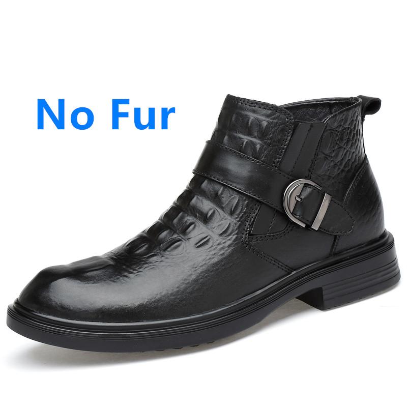 Marke Winter Warme Herren Schneestiefel Hohe Qualität Echtes Leder Krokodilmuster Herrenstiefel mit Fell Luxus Herrenschuhe Größe 36-46
