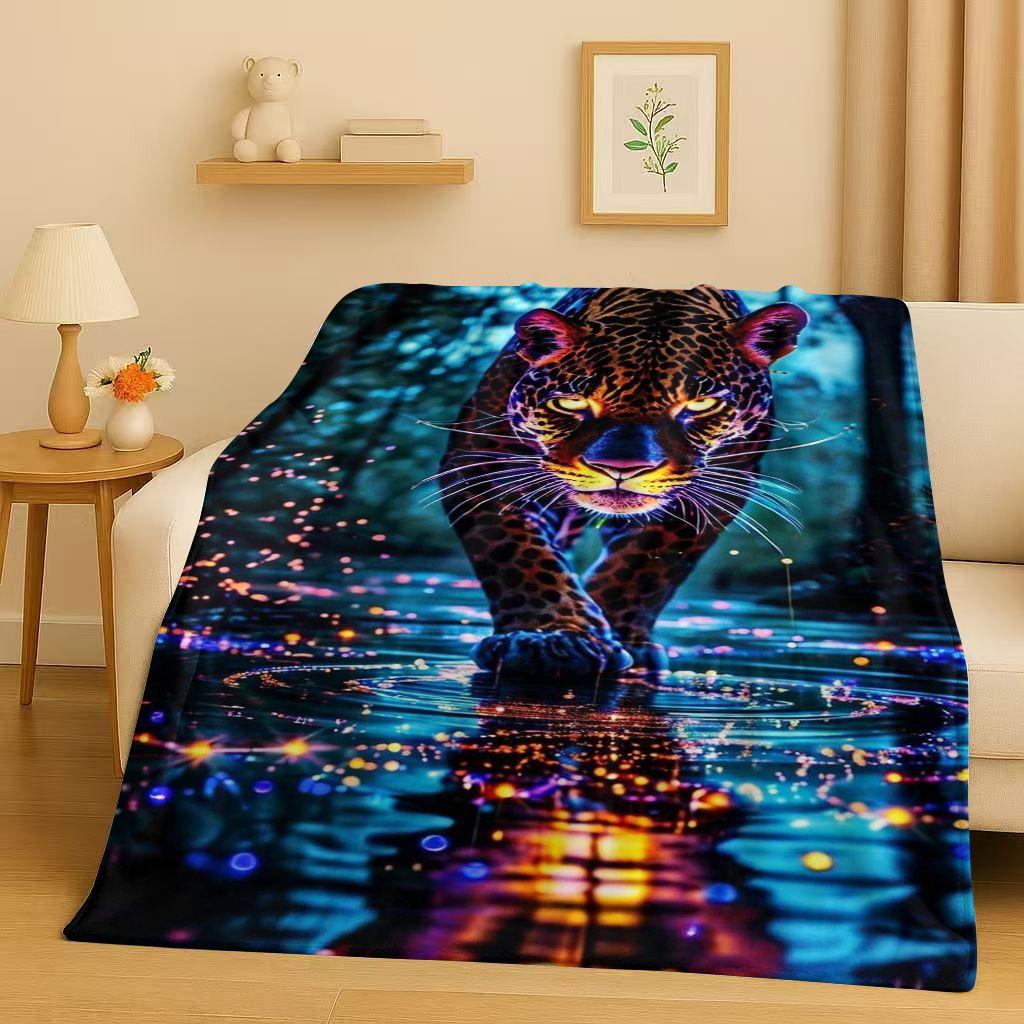 3D Cheetah Leopard Beast Flannel Blanket,Ultra Soft Warm Plush Throw for Home Bedroom Bed Sofa Cover Office Travel Camping Gift
