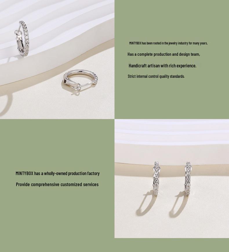 Japanese 925 Silver Moissanite Diamond Round Earrings with U-shaped Backs - Exquisite Women's Accessories