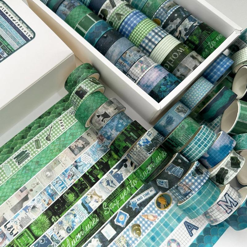 36rolls Multi Pattern Paper Washi Tape Set Blue Green Girl Style Classical Adhesive Masking Tapes Decoration Stickers