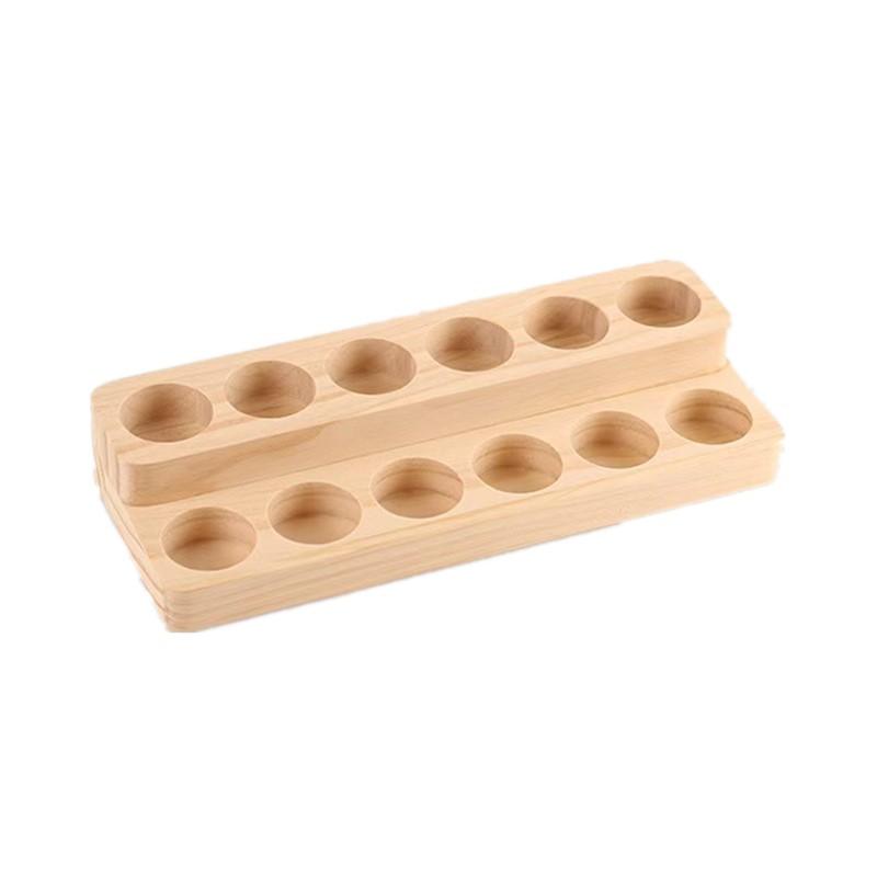 Heavy-Duty Essential Oil Bottle Rack Natural Wood Multi-Slot Perfumes Stand Multi-Purpose Large Capacity Desktop Display Rack