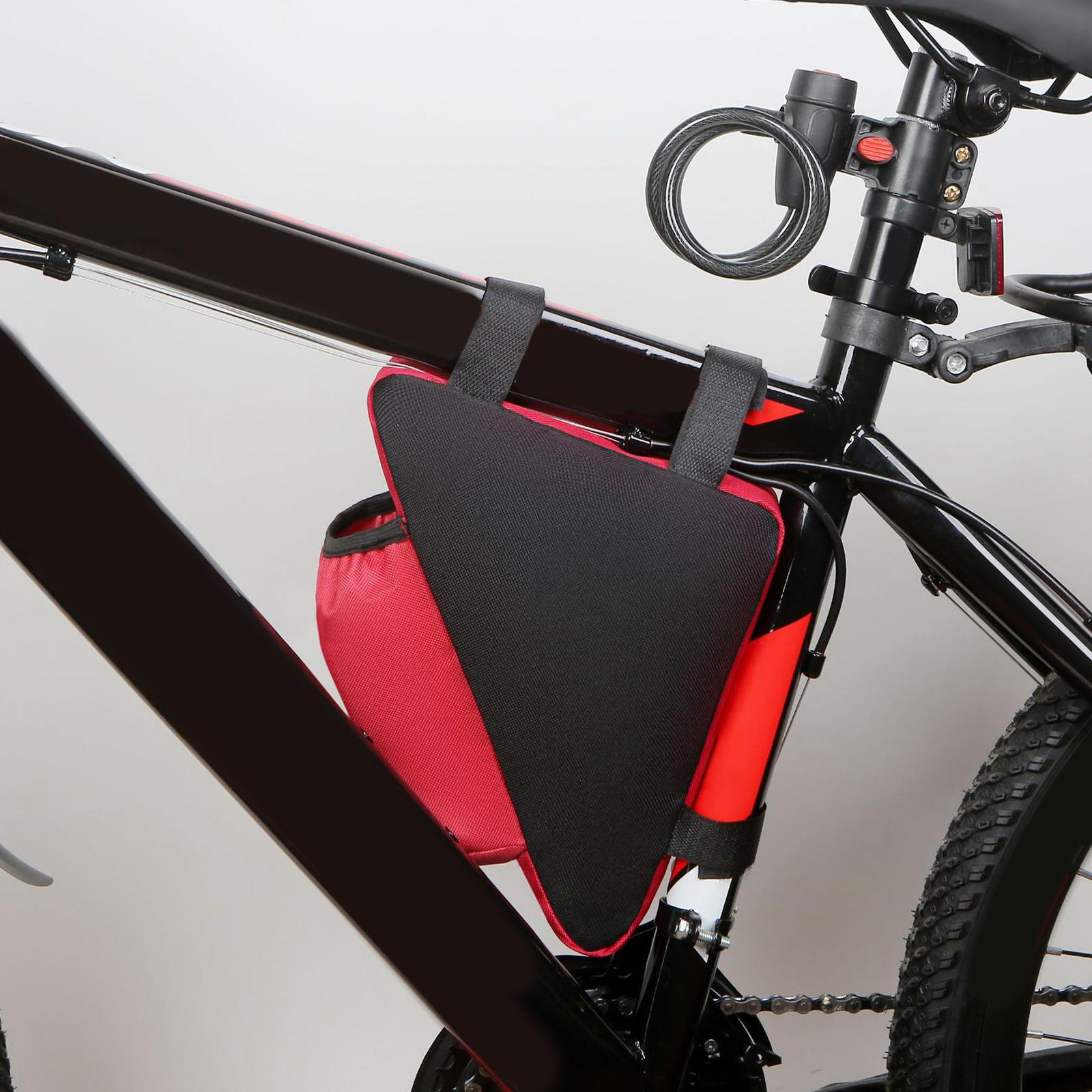 Bike Frame Bag Cycle Pouch Water Resistant Front Handlebar Storage Tube Red with Bag