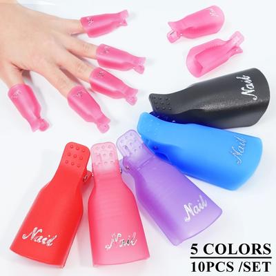 10 Pcs Acrylic Nail Art Soak Off Cap Clips Nails Cleaning Manicure for Remover UV Gel Polish Soak Off Wrap Tools for Finger