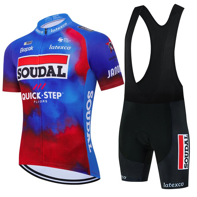 Soudal Quick Step 2025 Maglia da Ciclismo Set Uomo Estate Manica Corta Abbigliamento da Ciclismo Outdoor MTB Maglia Bici da Strada Asciugatura Rapida