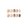 24 pezzi/set unghie finte corte retrò marrone rombo unghie finte adesivi indossabili impermeabili manicure unghie finite
