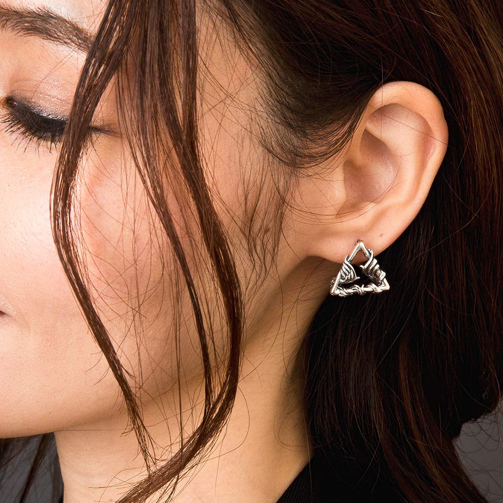 Artemis Classic Lucifer Triangle Earrings (ac-ace0148) - Silver Accessories for Men and Women, Brand Jewelry, Silver, Size 25