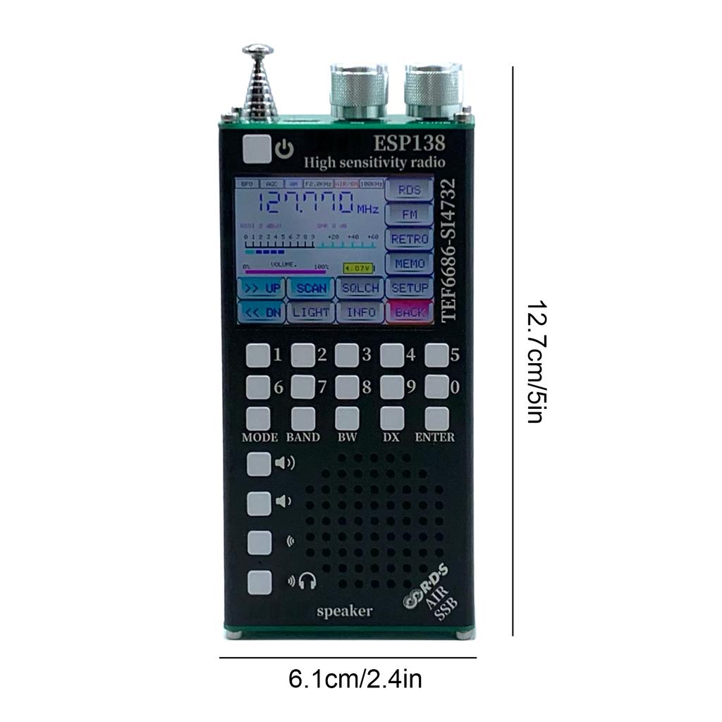 Dual Modes High Sensitivity Radio ESP138 ESP32 SI4732 Hand-Held Radio Receiver Type-C Charging for Bluetooth-Compatible Speakers