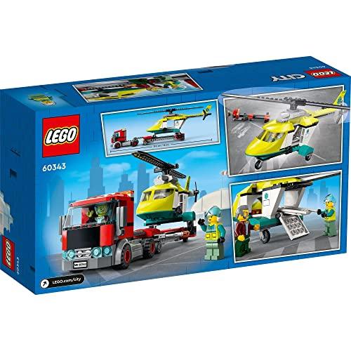 LEGO City Rescue Helicopter Transport Truck 60343, a toy block gift for boys and girls ages 5 and up.