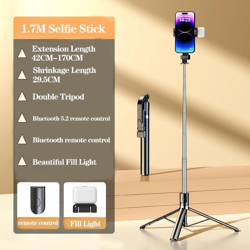Wireless Selfie Stick Tripod Stand Bluetooth Remote With Fill Light for iPhone Mobile Phone Vlog Tiktk Live Streaming