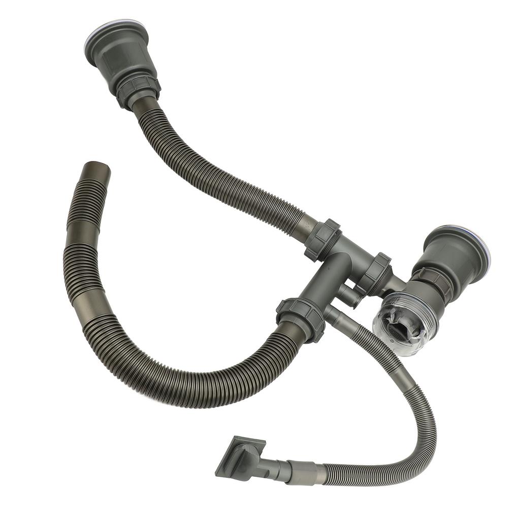 Kit Sifon Chiuvetă Bucătărie Rezistent la Mirosuri Îngroșat Rezistent la Temperaturi Înalte Sifon Chiuvetă cu Două Cuve