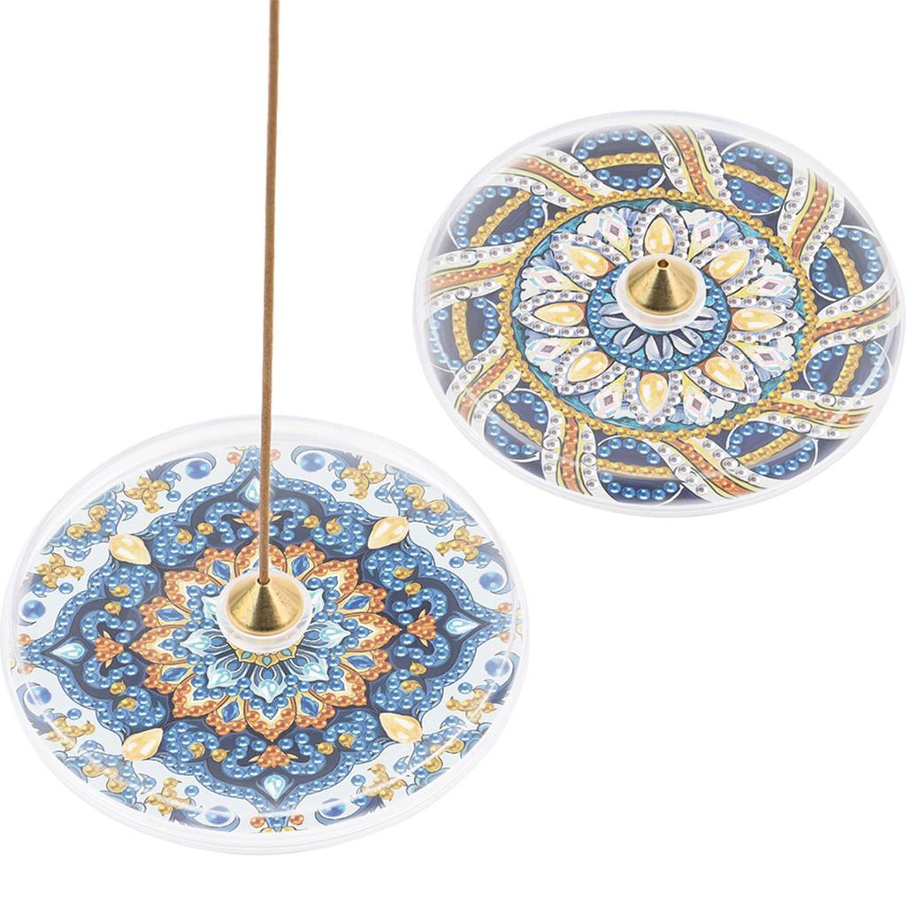 2Pcs Acrylic Special Shaped Diamond Art Incense Burner Stick Holder DIY Diamond Painting Incense Tray Ornament for Yoga Studios