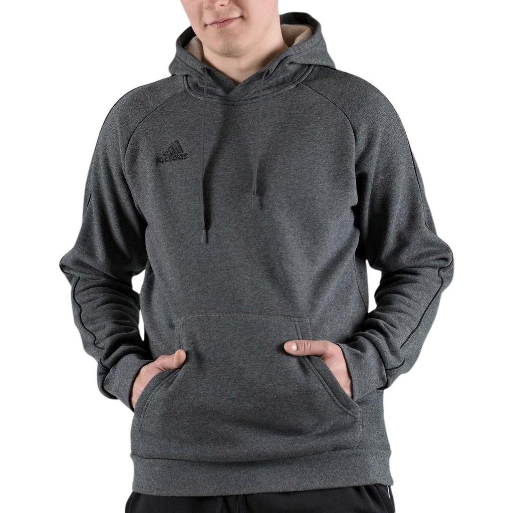 adidas Felpa con Cappuccio Calda Foderata in Pile Spessa Stampa Logo Uniforme Sportiva da Calcio Uomo Top Grigio Scuro CV3327