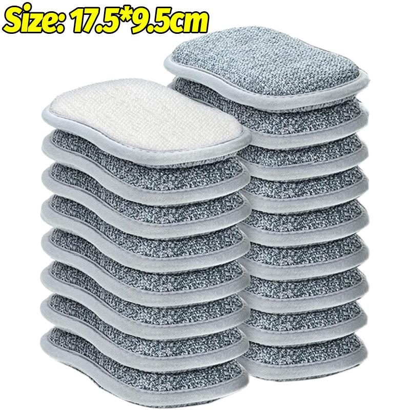 

New Thickened Cleaning Sponges Silver Double-sided Dishwashing Cloth Kitchen Dish Pot Strong Cleaning Wipe Magic Scouring Pads 1PC темно-серого