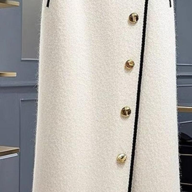 Matakawa Spring Autumn Women Skirts Fashion Chic Faldas Mujer A Line Elegant Simple Sweet Long Skirt