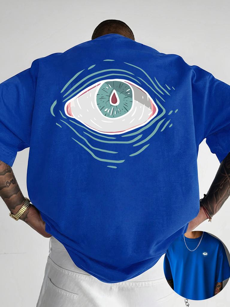 2026 Summer New Style Unisexs Pure Cotton TShirt Street Casual Fashion Soft and Comfortable Simple Eye Pattern Print