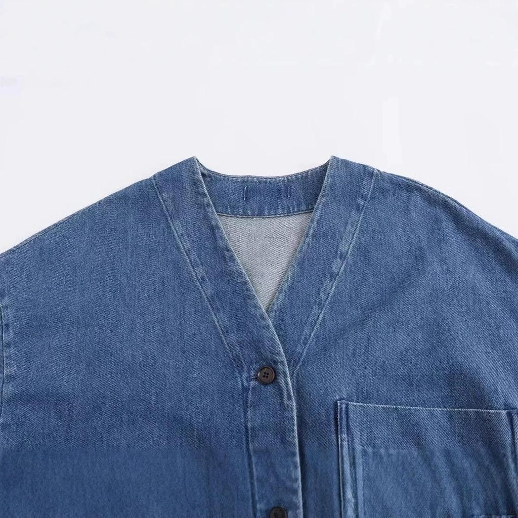 Women's Fashion Collar Off Shoulder Denim Shirt