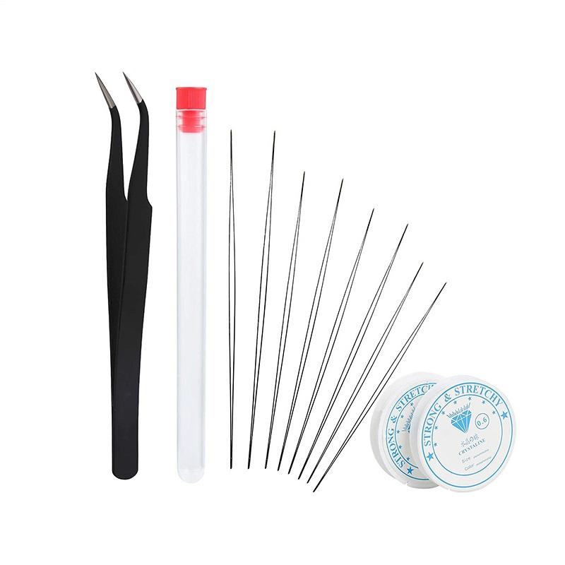 

Иглы для бисероплетения из нержавеющей стали с центральным отверстием для бисера, инструмент для самостоятельного изготовления ожерелья, браслета, бисерной иглы