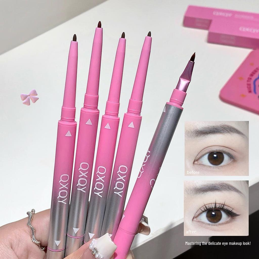 QXQY Dual-ended Eyeliner: Gel Pencil & Angled Brush, Ultra-fine, Waterproof, Sweatproof, Non-smudging, Under-eye Highlight.