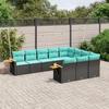 VidaXL Garden Lounge Set with Cushions 10 Pcs, Patio Sofas, Furniture Set, Outdoor Terrace Furniture, Black 3227177