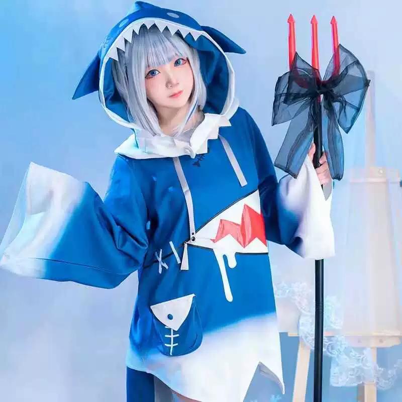 Gawr Gura Cosplay Costume, Shark Outfit Women Marine Animal Cosplay Stage Performance Clothes