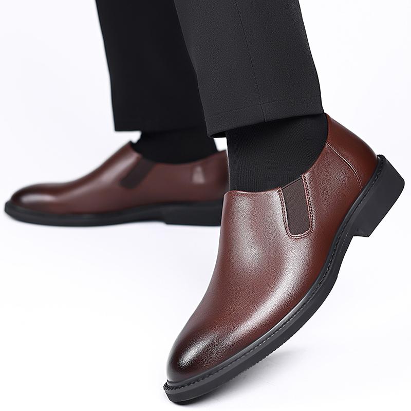 Men Business Dress Leather Shoes Spring Autumn Leisure Genuine Leather Breathable Soft Sole Ightweight Driving Boots Office Work
