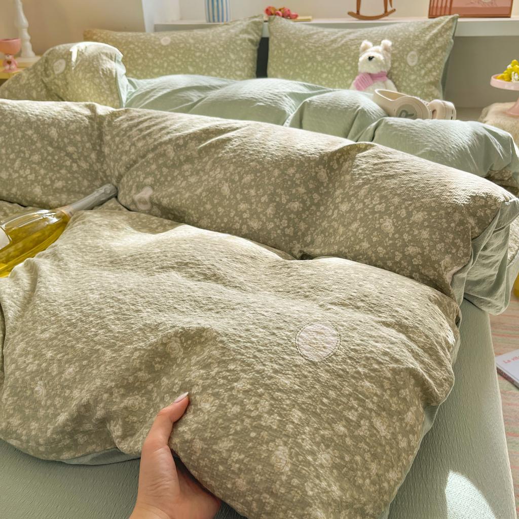 Class A Double-Layer Gauze, Cotton, Pure Cotton, Fresh Floral Bedding, Bed Hat, Quilt Cover, Dormitory Students