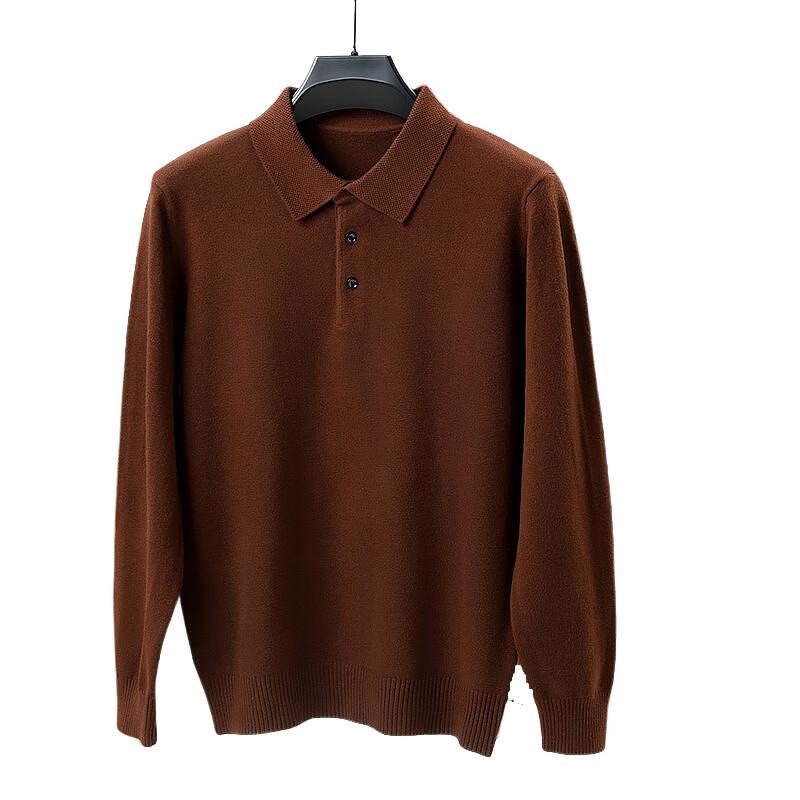 Yalu Men's Casual Long-Sleeve Knitted Polo Shirt