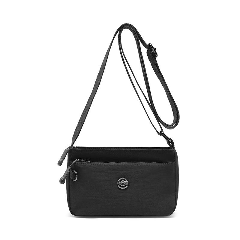 Small Square Bag Women's Lightweight Nylon Multi-Layer Shoulder Crossbody Bag
