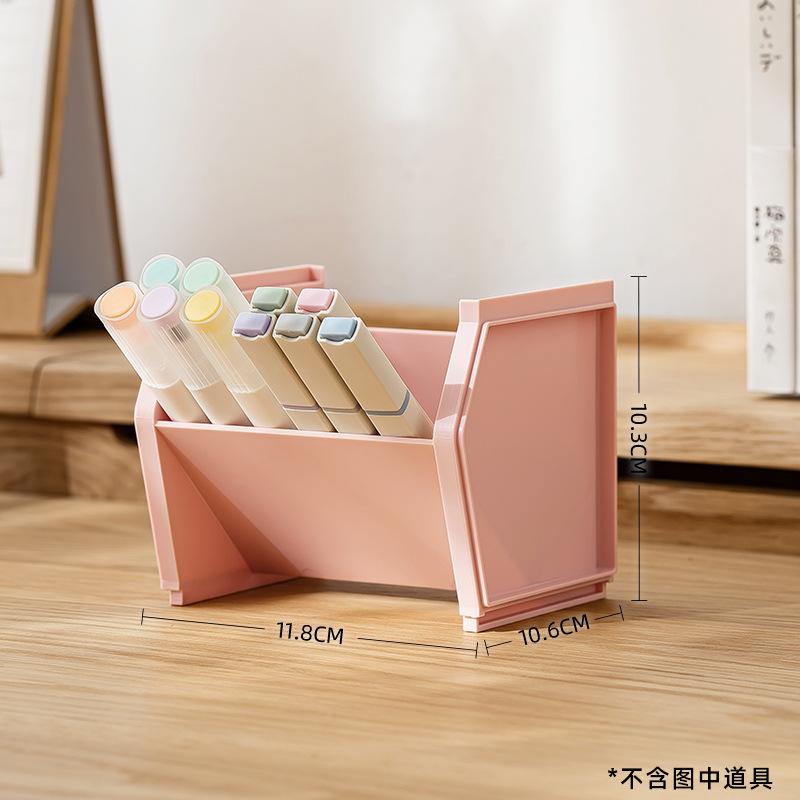 Stackable Slanted Pen Holder Storage Box, Student Desk Stationery, Plastic Square High-value Pen Holder