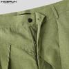 INCERUN Men Zip-up Waist Ruffled Layers Long Casual Trousers Pants